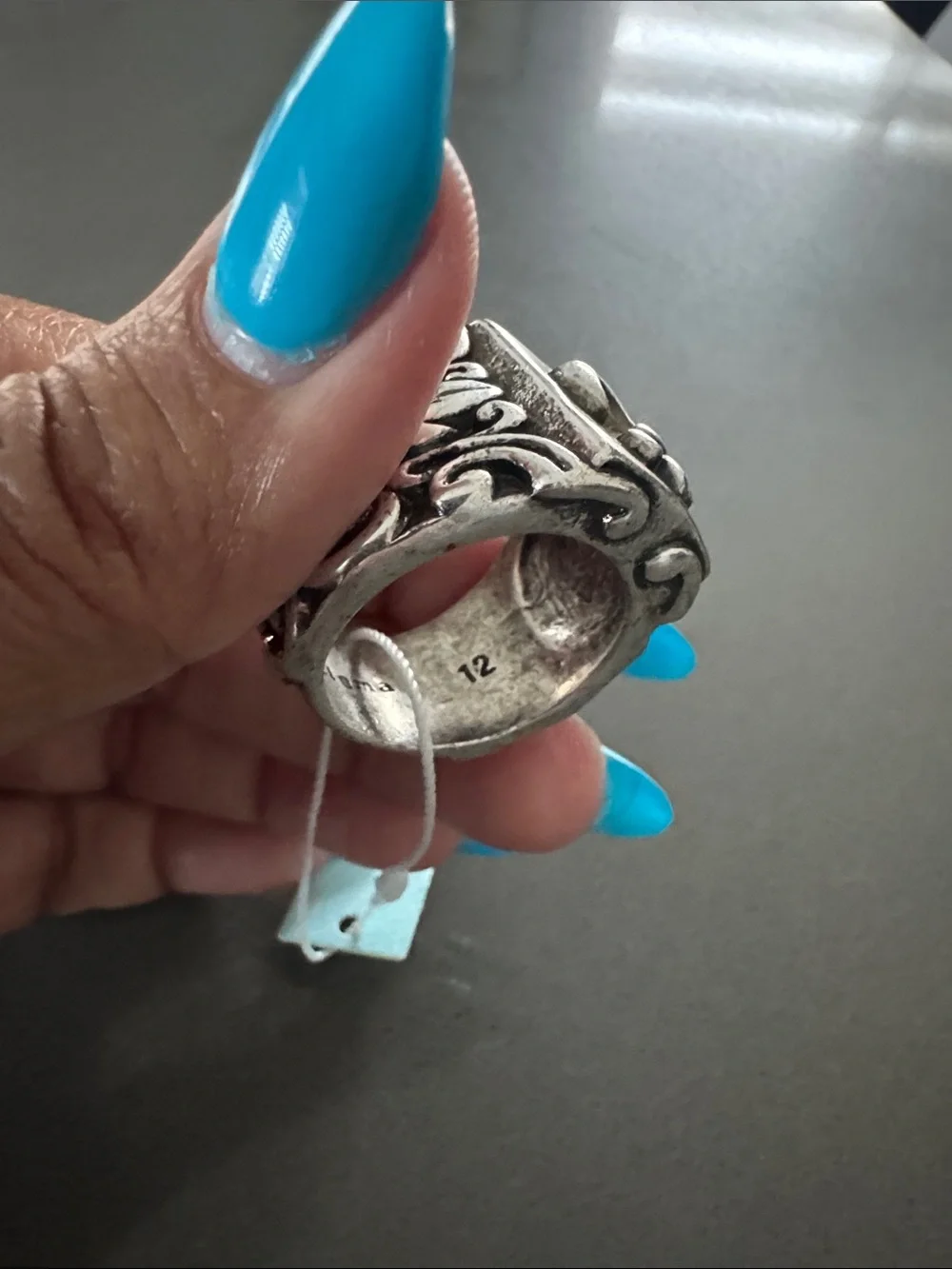 Sigma Gothic Antiqued Silver Fleur-de-Lis Men's Statement Ring size 12